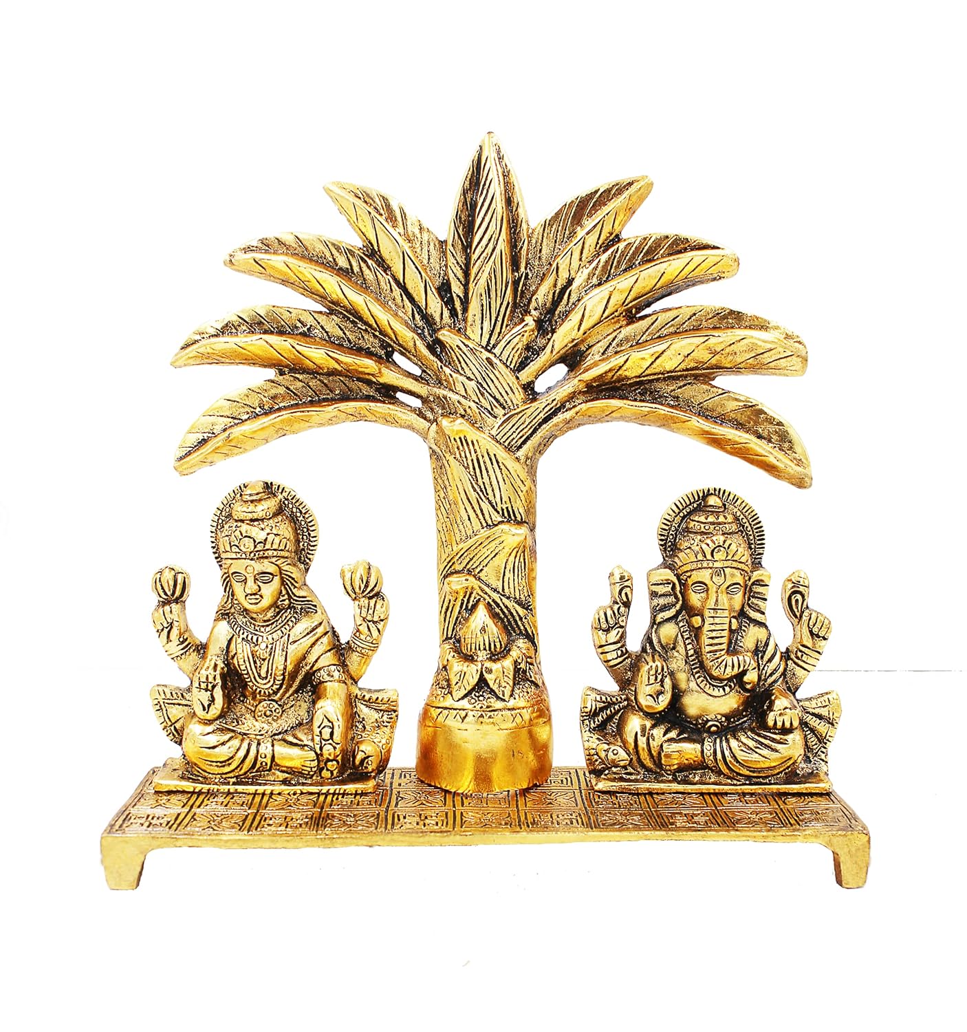Metal Laxmi Ganesh Idol Statue with Coconut Tree