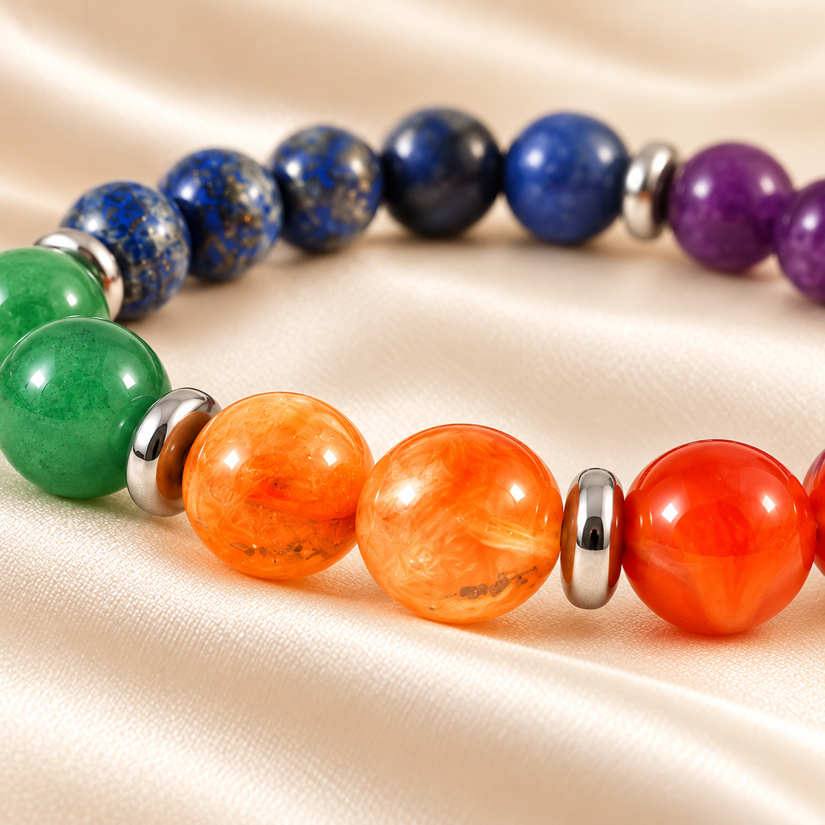 Natural Multicolour Stone Bracelet – Multi-Gemstone Jewellery — close-up