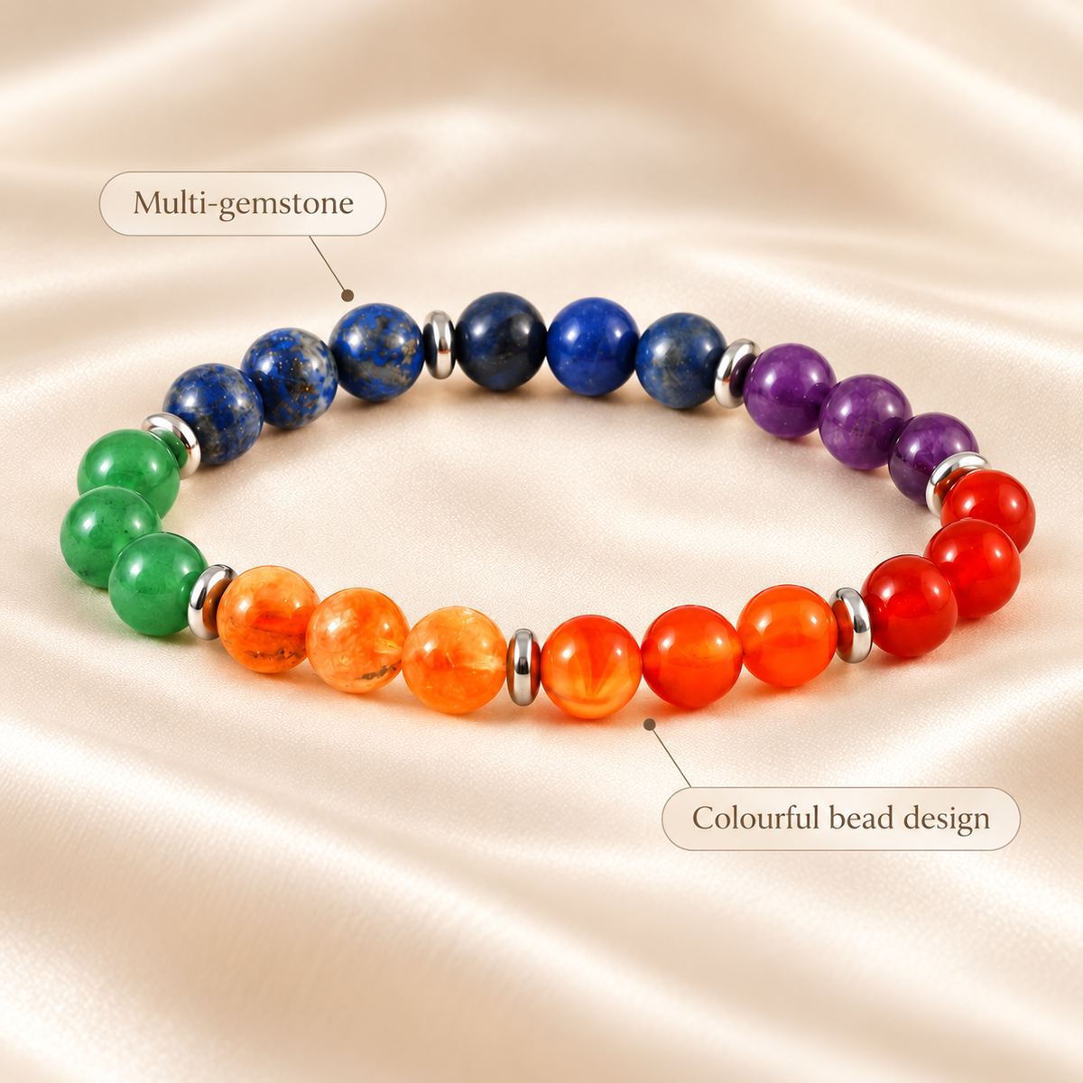 Natural Multicolour Stone Bracelet – Multi-Gemstone Jewellery — product details