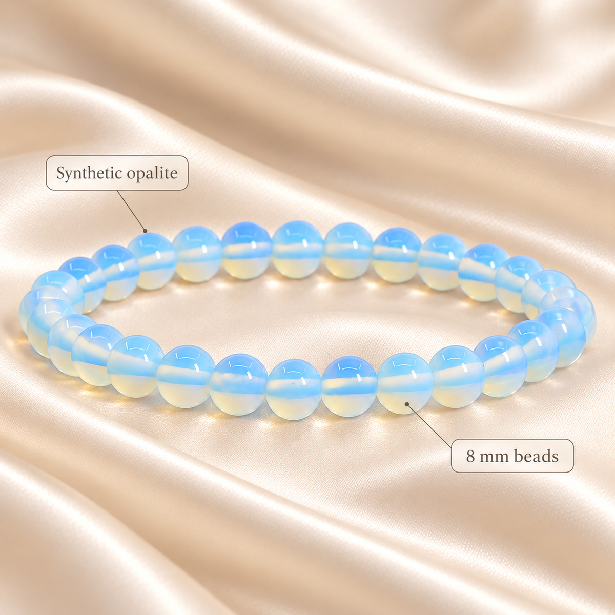 Opalite Bracelet – 8mm Synthetic Bead Jewellery — product details