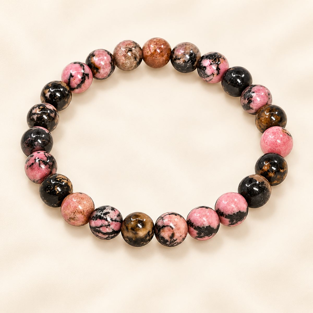 Natural Matrix Rhodonite Bracelet – 8mm Gemstone Jewellery — alternate view