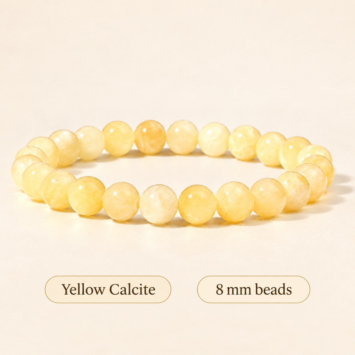 Natural Yellow Calcite Bracelet – 8mm Gemstone Jewellery — product details