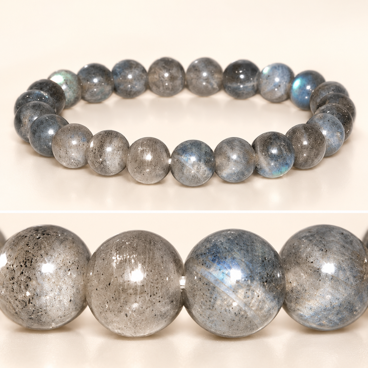 Natural Labradorite Bracelet – 8mm Gemstone Jewellery — close-up