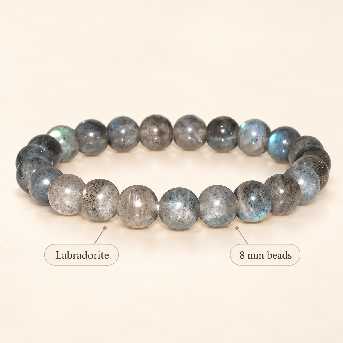 Natural Labradorite Bracelet – 8mm Gemstone Jewellery — product details