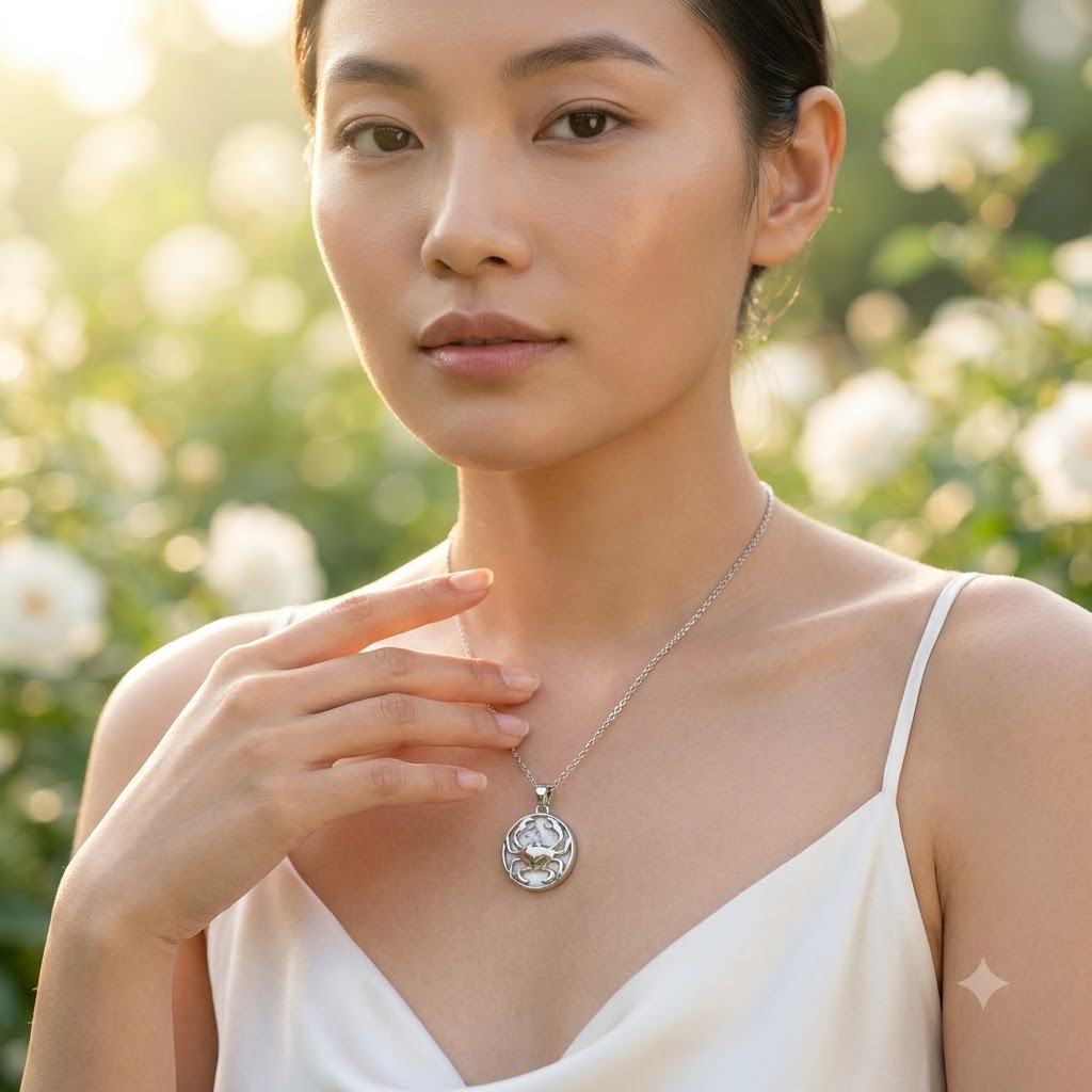 Cancer (Karka) Zodiac Pendant | Howlite Crystal | Karka Rashi Necklace