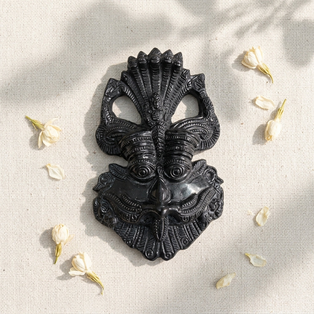 Black Tourmaline Tirth Mukhi (3-Mukhi) | Natural Crystal Idol