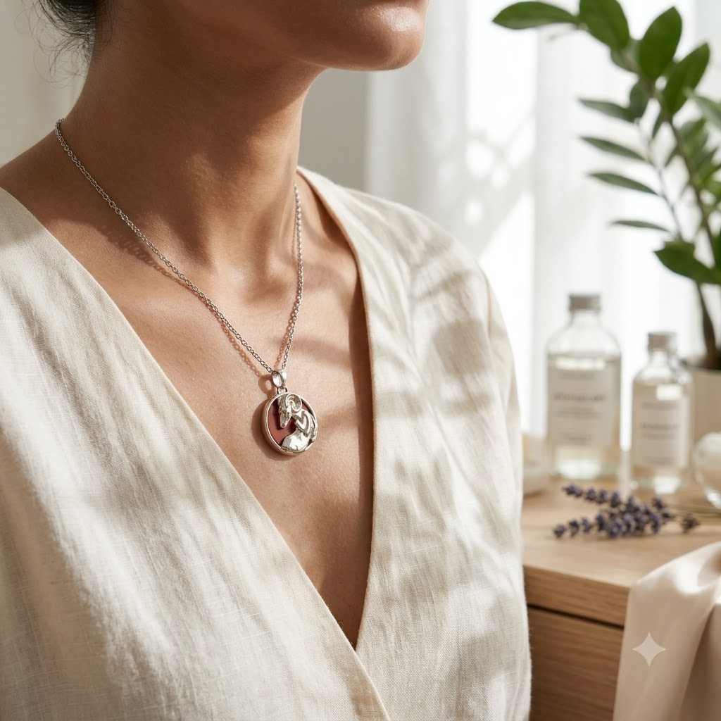 Aries (Mesh) Zodiac Pendant | Red Jasper Crystal | Mesha Rashi Necklace