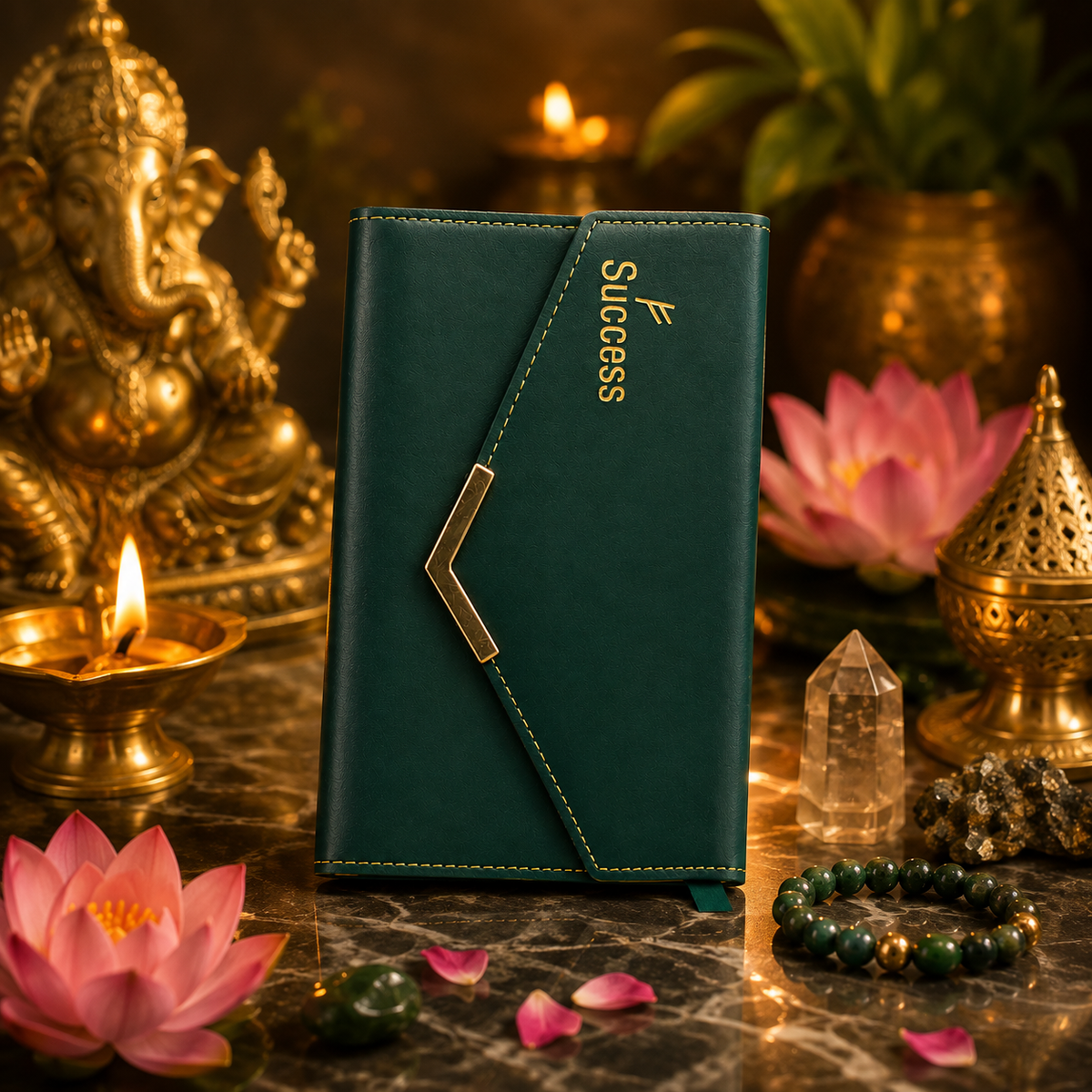 Success Green Leather Wallet – Premium Long Wallet for Wealth, Abundance & Prosperity