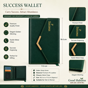 Success Green Leather Wallet – Premium Long Wallet for Wealth, Abundance & Prosperity