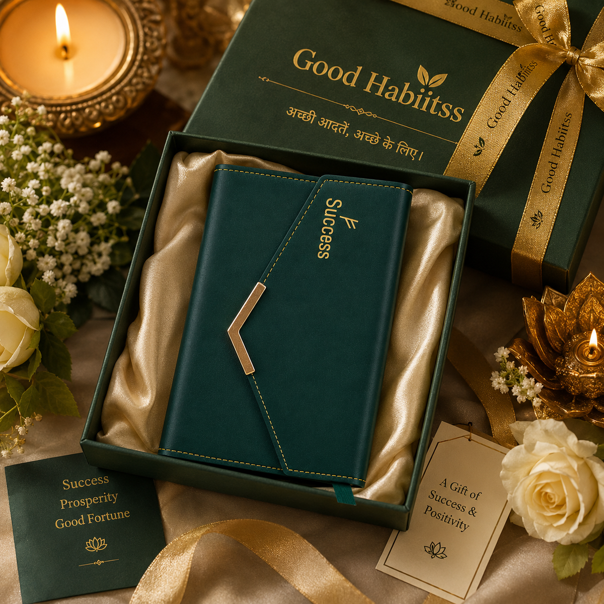 Success Green Leather Wallet – Premium Long Wallet for Wealth, Abundance & Prosperity