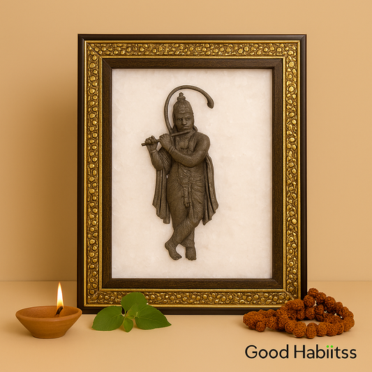 Lord Hanuman Pyrite & Selenite Healing Frame