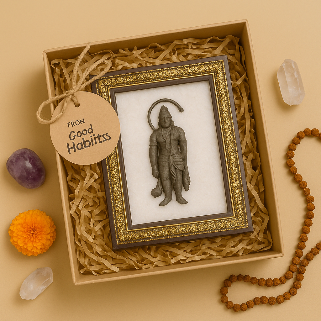 Lord Hanuman Pyrite & Selenite Healing Frame