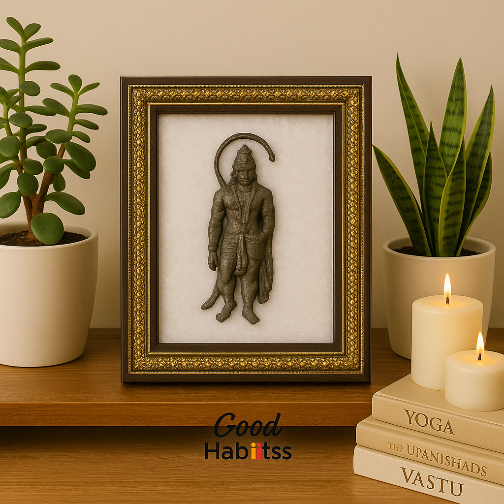 Lord Hanuman Pyrite & Selenite Healing Frame