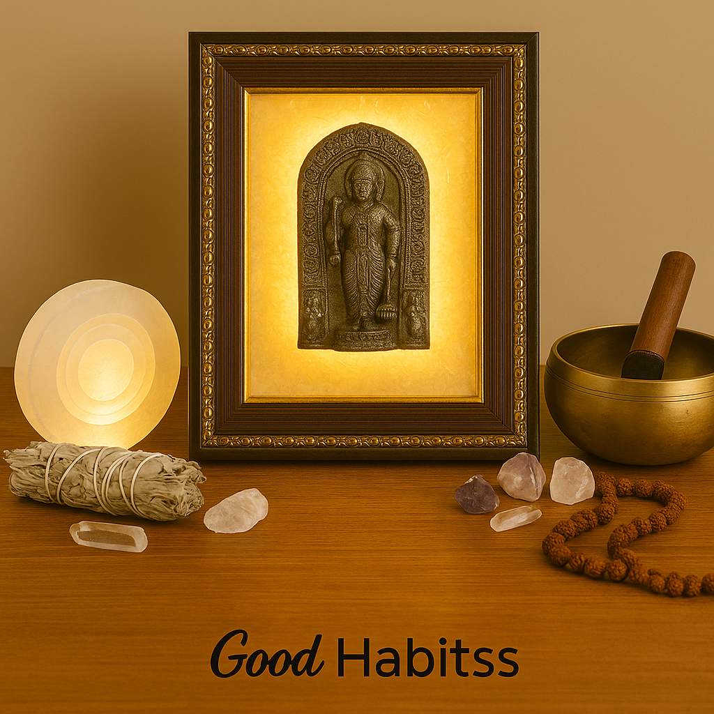 Lord Vishnu Pyrite & Selenite Healing Frame
