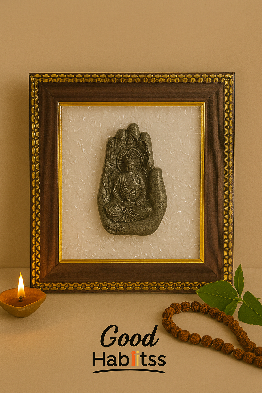 Lord Buddha Pyrite & Selenite Healing Frame