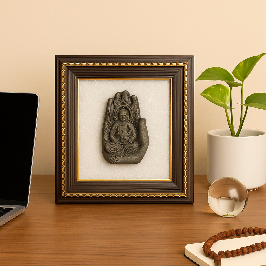 Lord Buddha Pyrite & Selenite Healing Frame