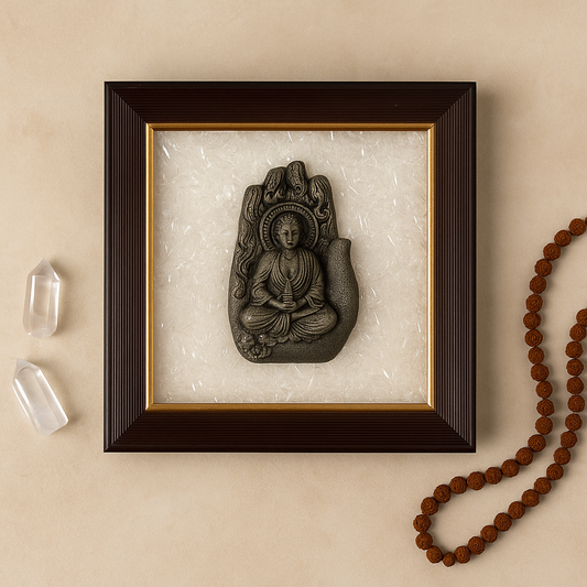 Lord Buddha Pyrite & Selenite Healing Frame