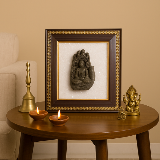 Lord Buddha Pyrite & Selenite Healing Frame