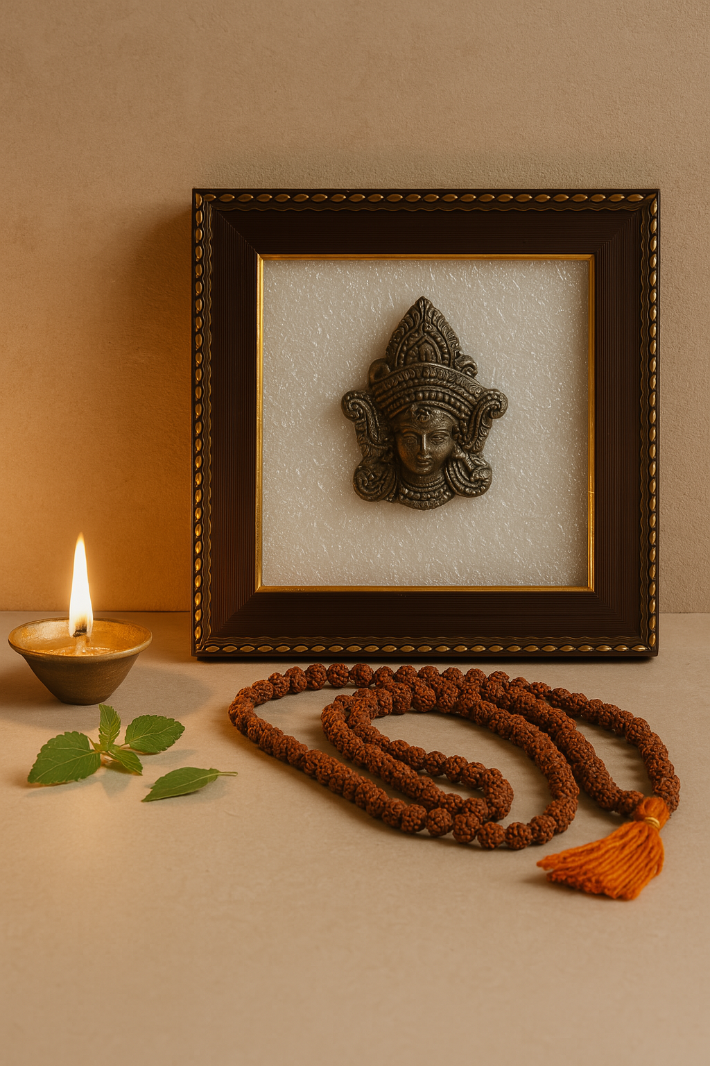 Lord Mai Durga & Selenite Healing Frame