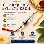Clear Quartz Evil Eye Rakhi | Protection, Clarity & Positive Energy