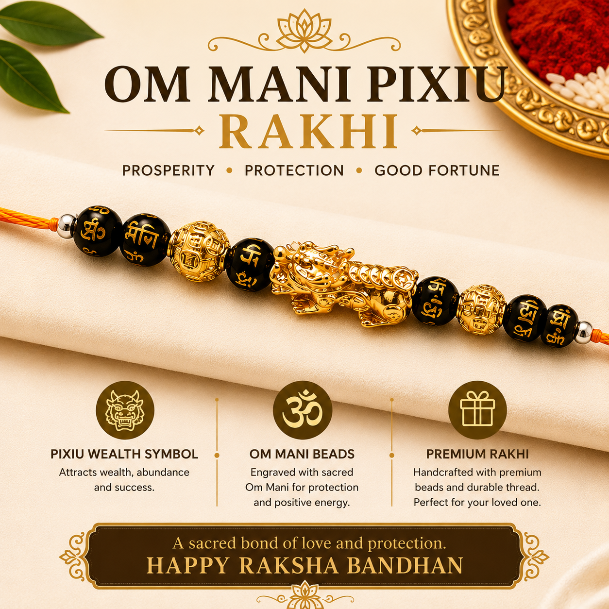 Om Mani Pixiu Rakhi | Prosperity, Protection & Good Fortune