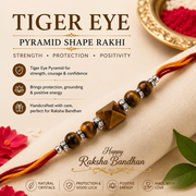 Tiger Eye Pyramid Shape Rakhi | Strength, Protection & Positivity