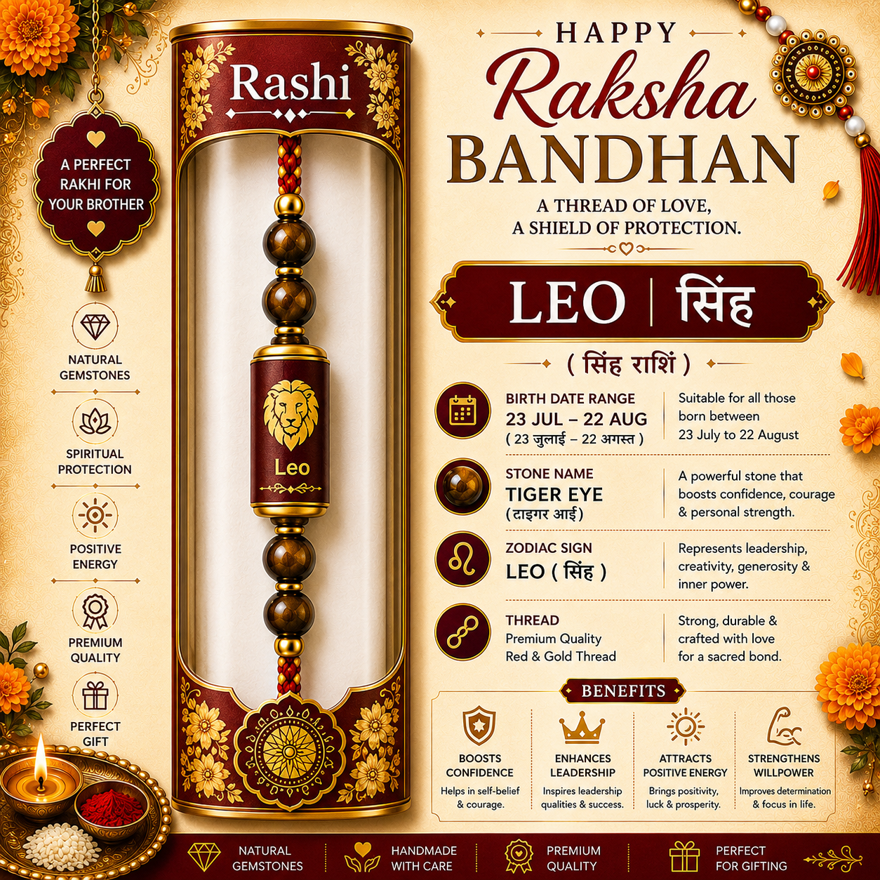 Leo Rashi Rakhi | Tiger Eye