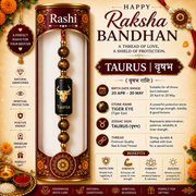 Taurus Rashi Rakhi | Tiger Eye Gemstone Rakhi