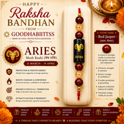 Aries Zodiac Rakhi (Mesh Rashi) with Red Jasper Crystal