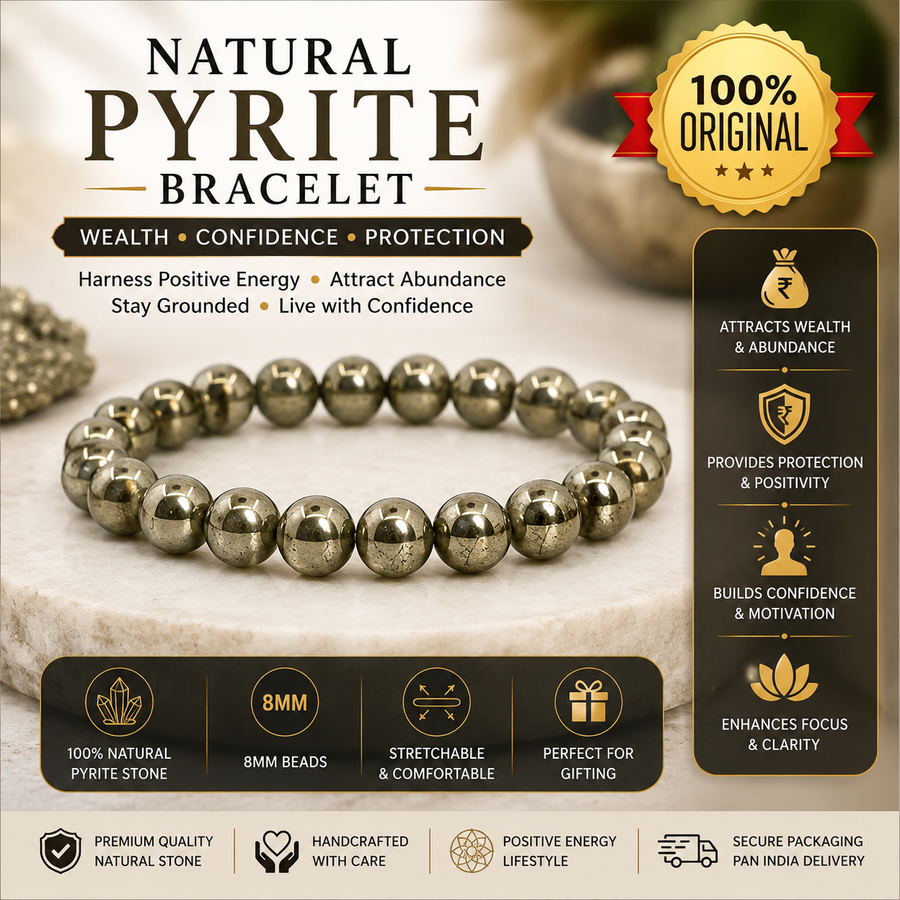Natural Pyrite Bracelet – Stone of Wealth, Confidence & Abundance