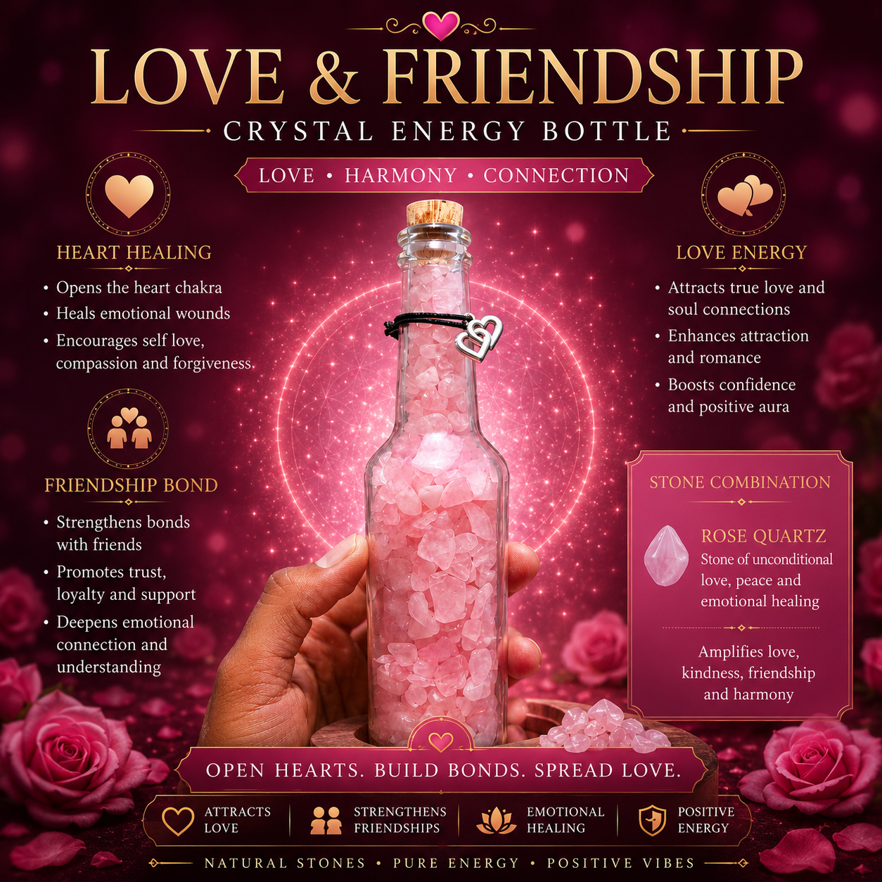 Love Friendship Crystal Energy Bottle