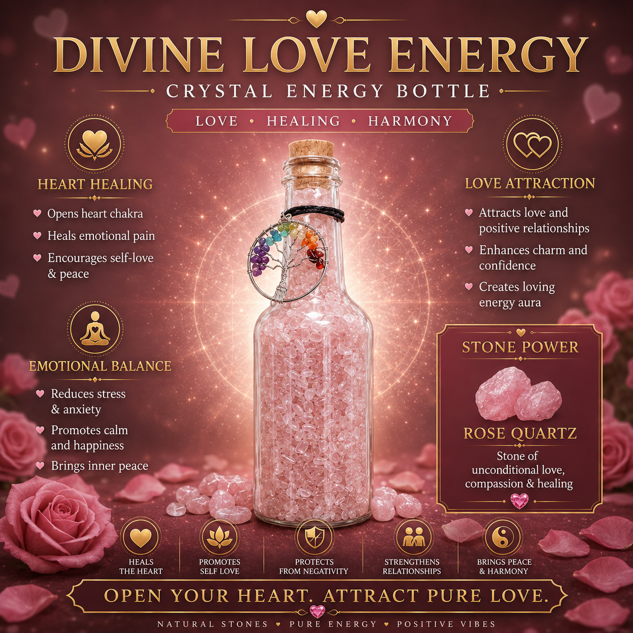 Divine Love Energy Crystal Bottle