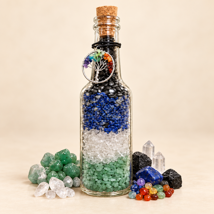 Crystal Bottle – Black Tourmaline, Lapis Lazuli, Quartz & Aventurine — product detail