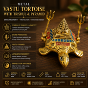 Metal Vastu Tortoise with Trishul Pyramid