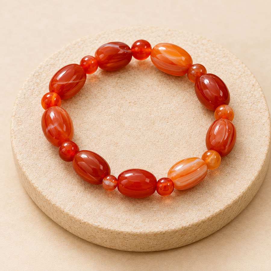 Red Carnelian Oval Bracelet – Natural Gemstone Jewellery — product detail