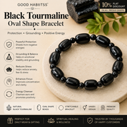 Black Tourmaline Oval Shape Bracelet