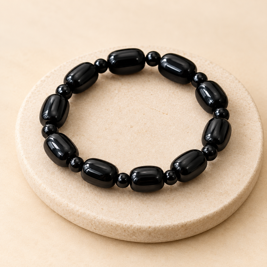 Black Tourmaline Oval Bracelet – Natural Gemstone Jewellery — product detail