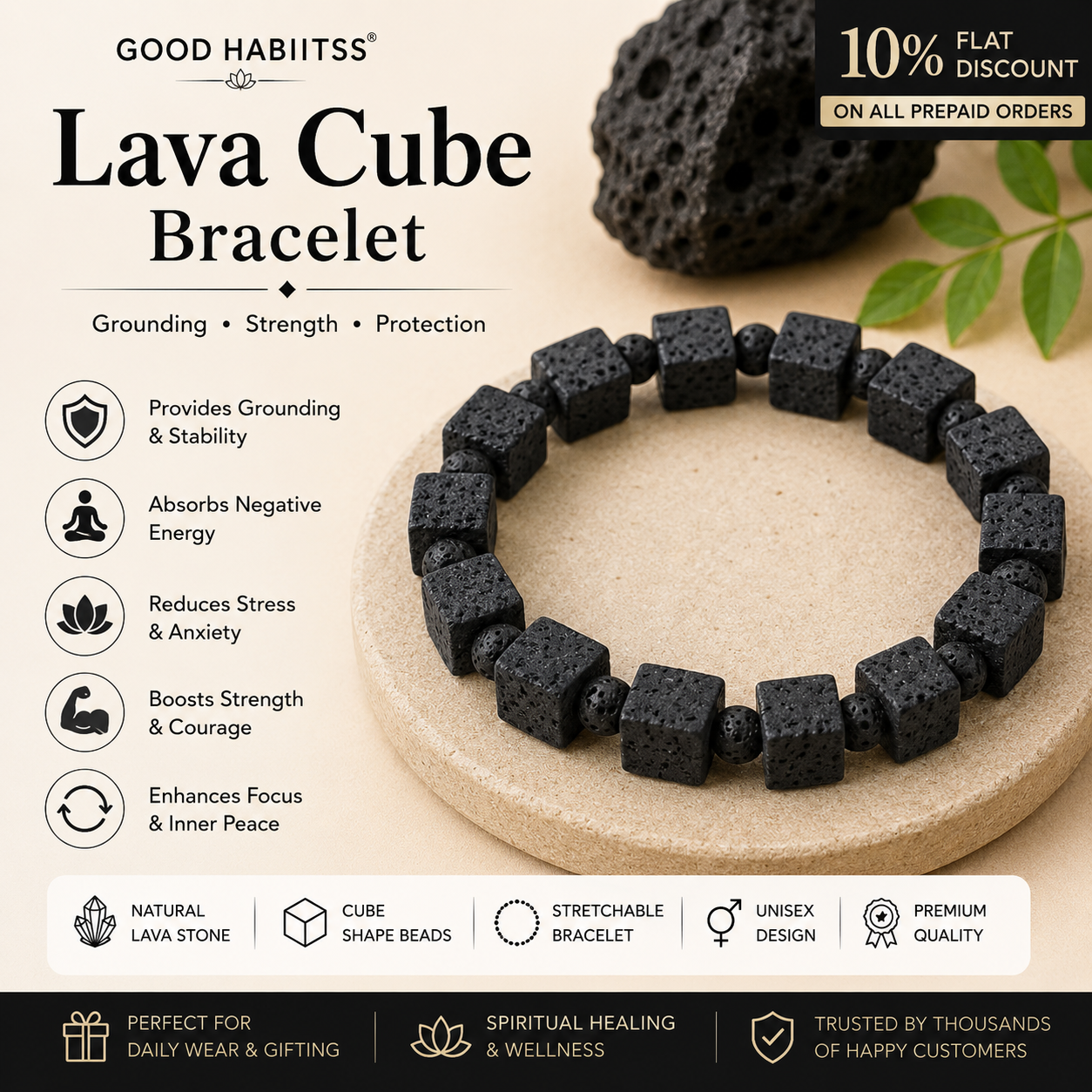 Lava Cube Bracelet