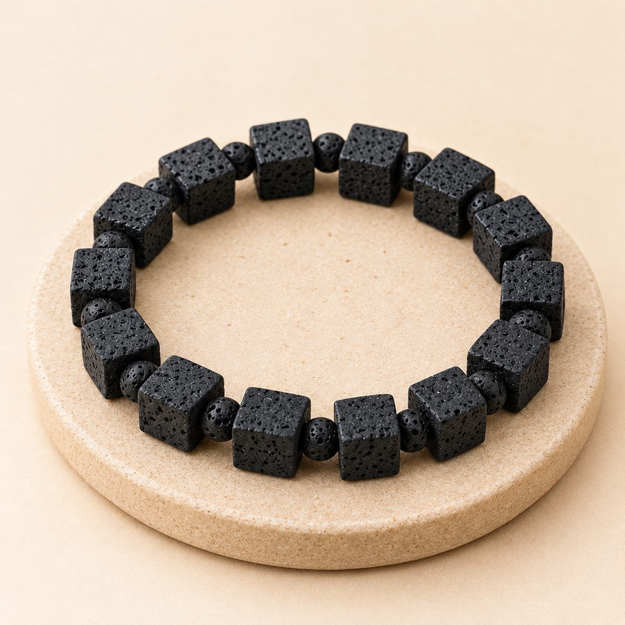 Lava Cube Bracelet – Natural Lava Stone Jewellery — product detail