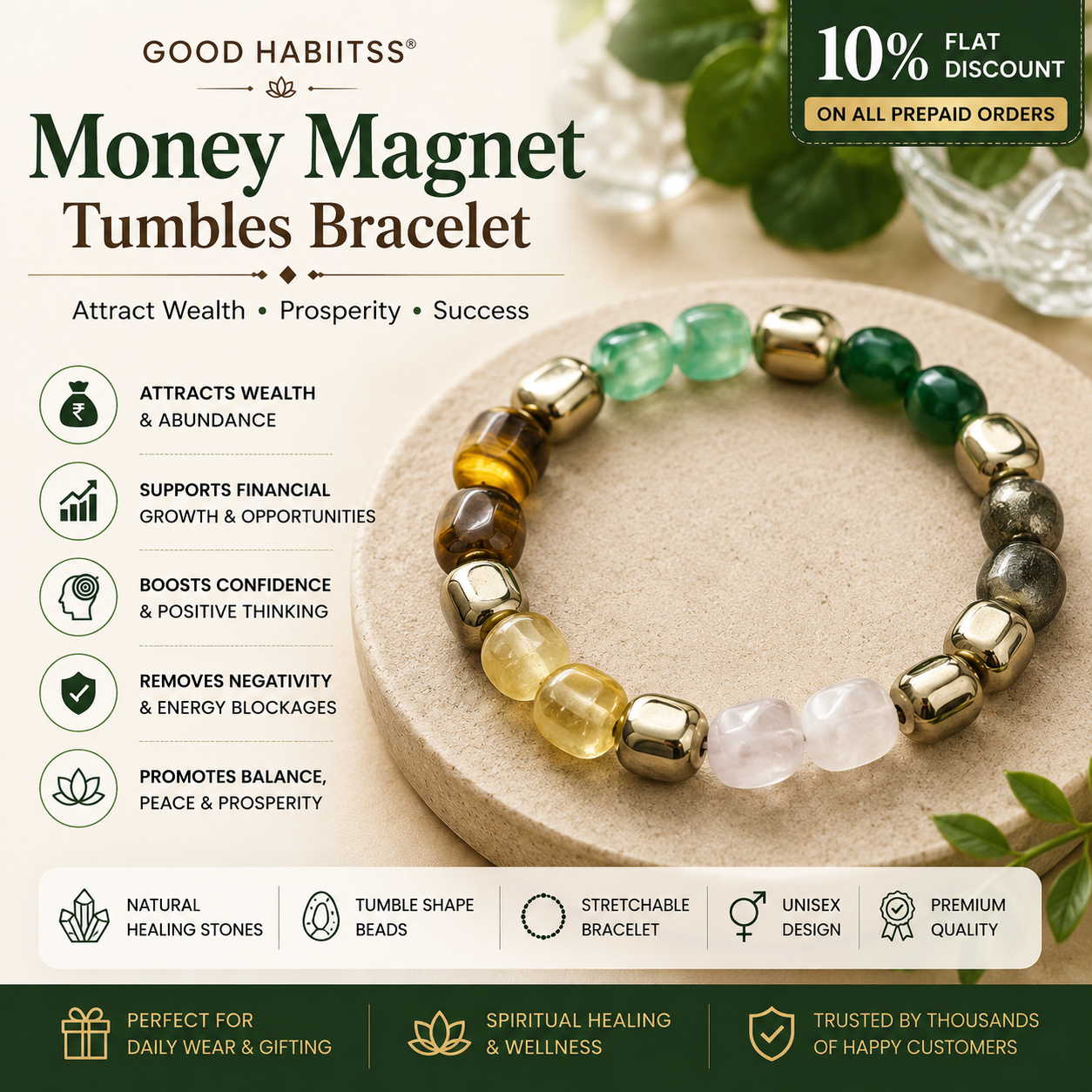 Money Magnet Tumbles Bracelet