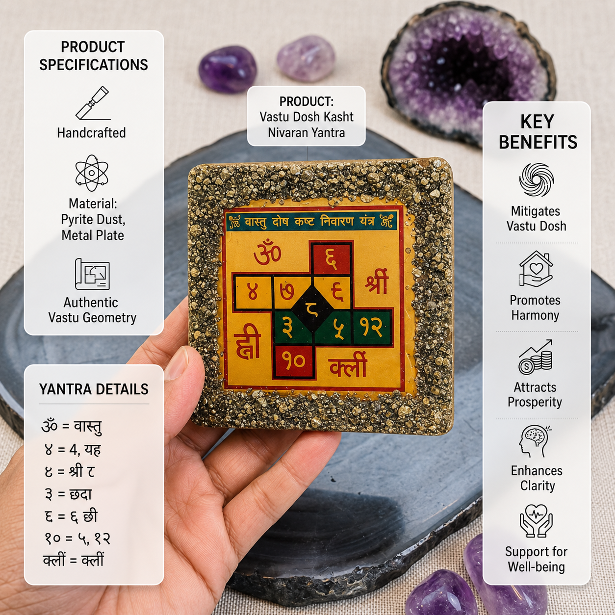 Vastu Dosh Kasht Nivaran Yantra with pyrite