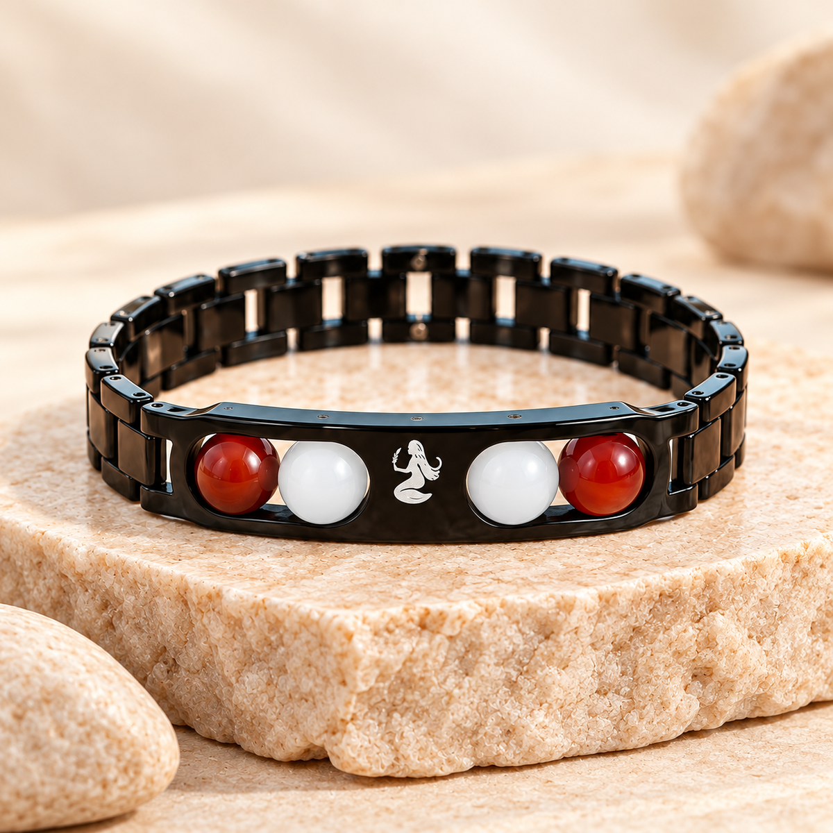 Metal Bead Bracelet with Selenite Plate — product detail
