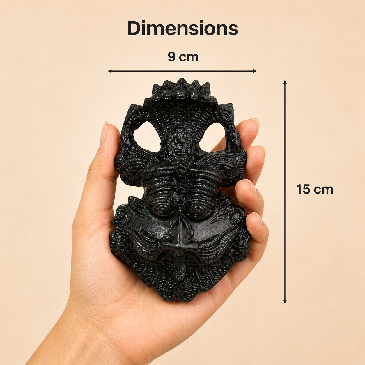 Black Tourmaline Tirth Mukhi (3-Mukhi) | Natural Crystal Idol