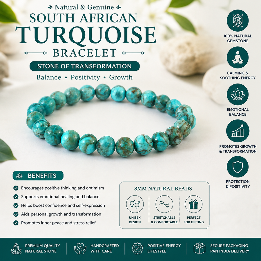 South African Turquoise Bracelet – Stone of Transformation, Positivity & Inner Balance
