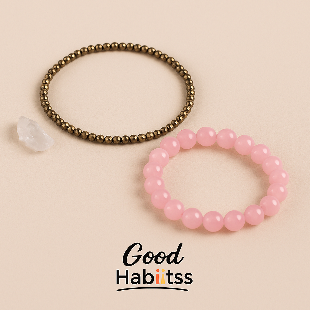 Pyrite Anklet with Rose Quartz Bracelet Combo