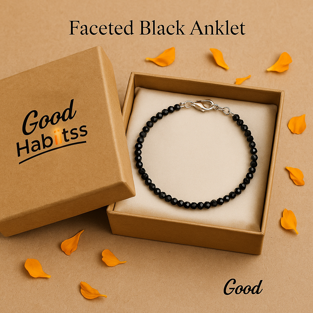 Faceted Black Anklet