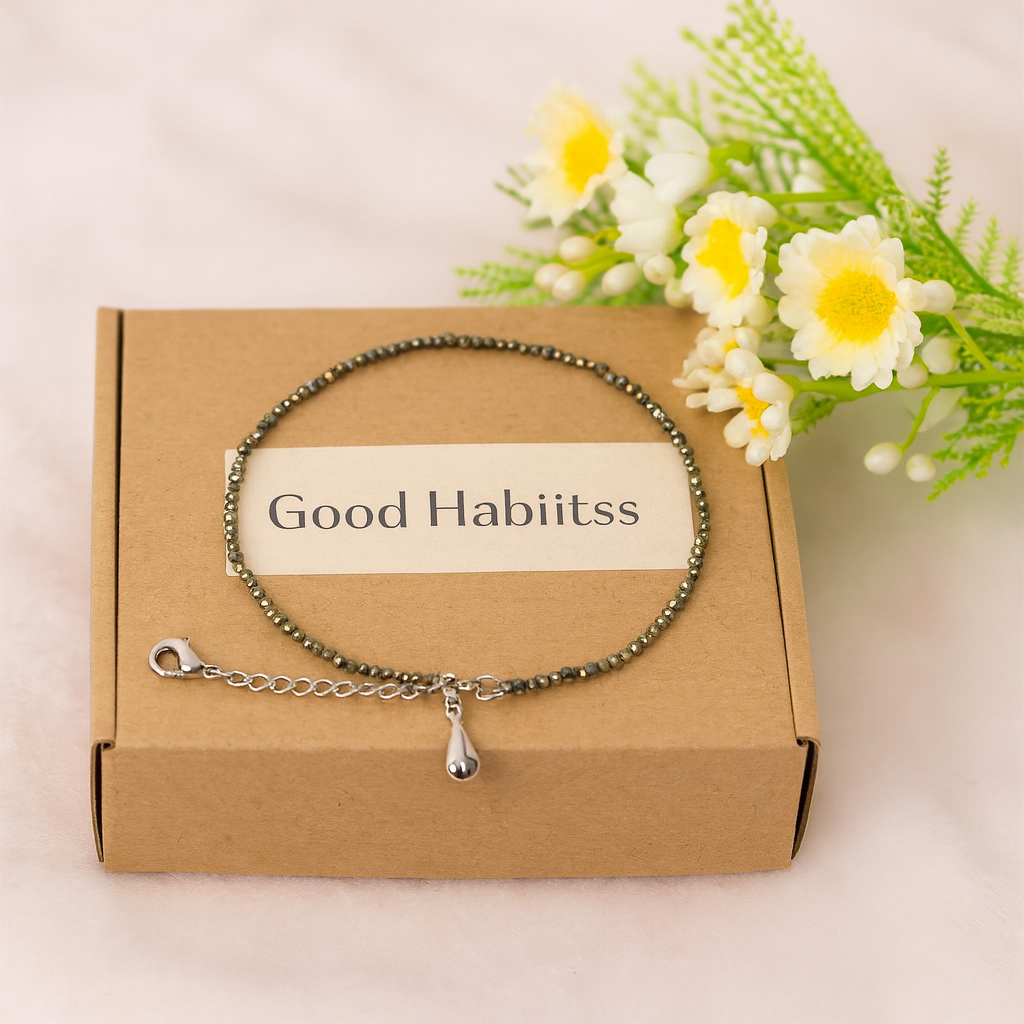 Raw Pyrite Anklet | Stone of Money, Protection & Power