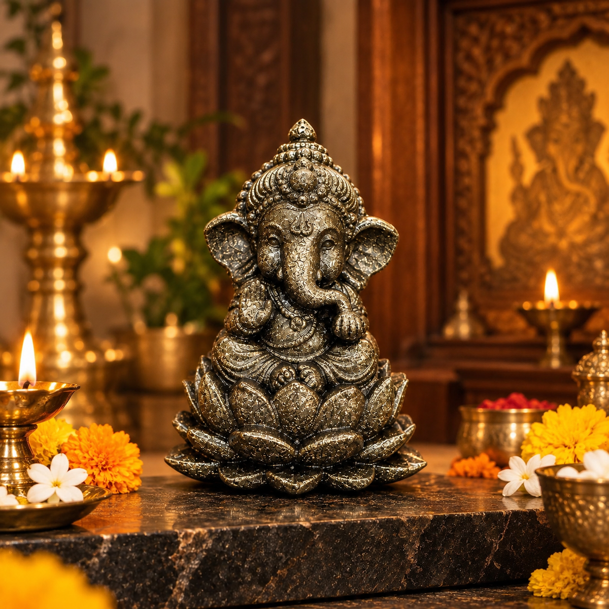 Pyrite Bal Ganesh Ji Idol, 3 Inch