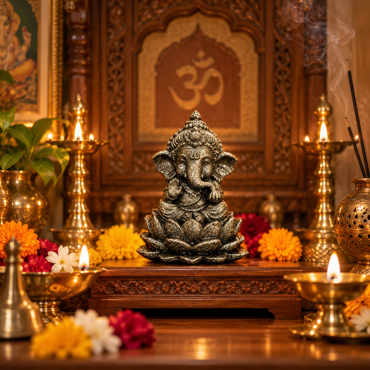 Pyrite Bal Ganesh Ji Idol, 3 Inch