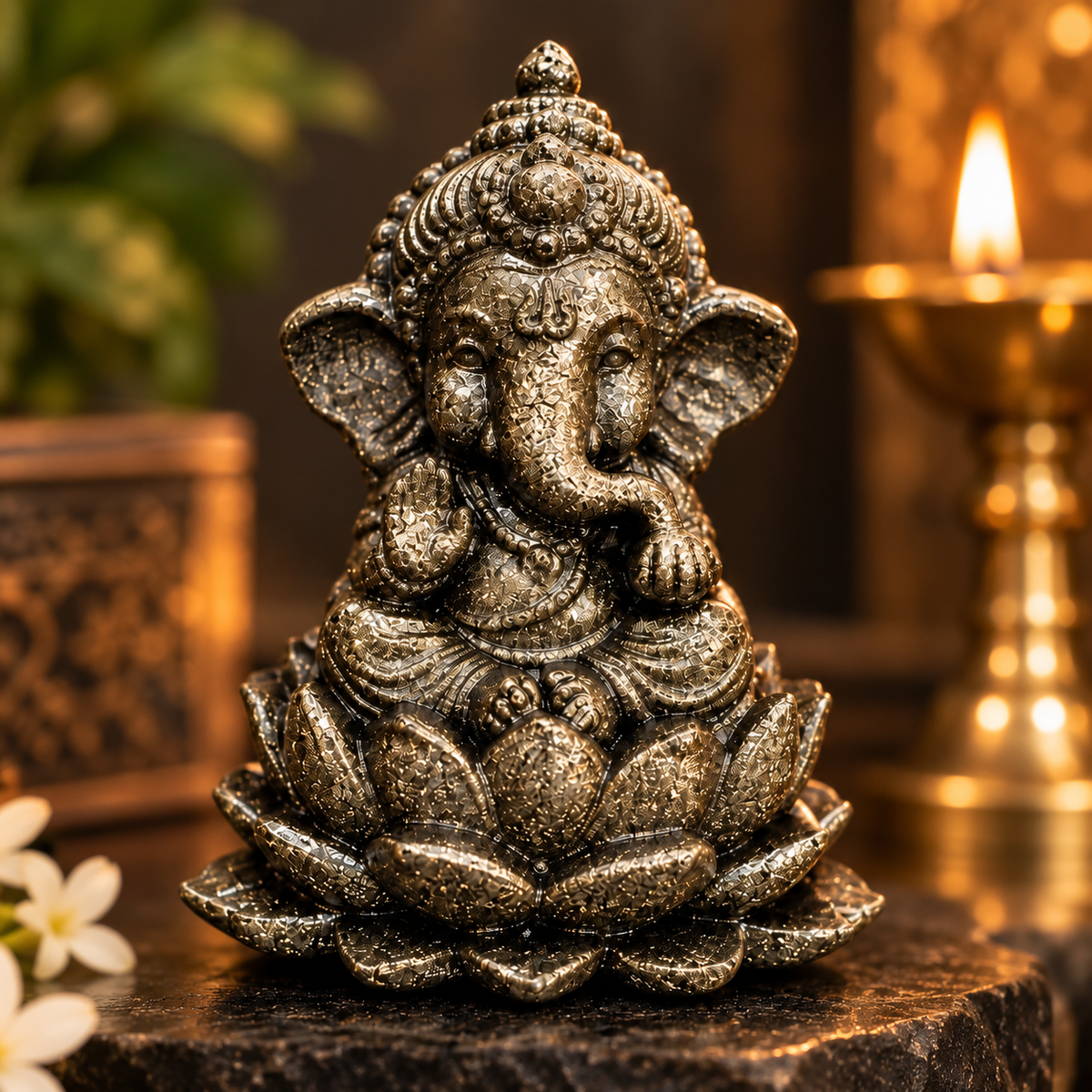 Pyrite Bal Ganesh Ji Idol, 3 Inch